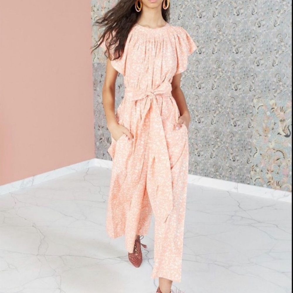 Ulla Johnson coralie batik pink/coral jumpsuit